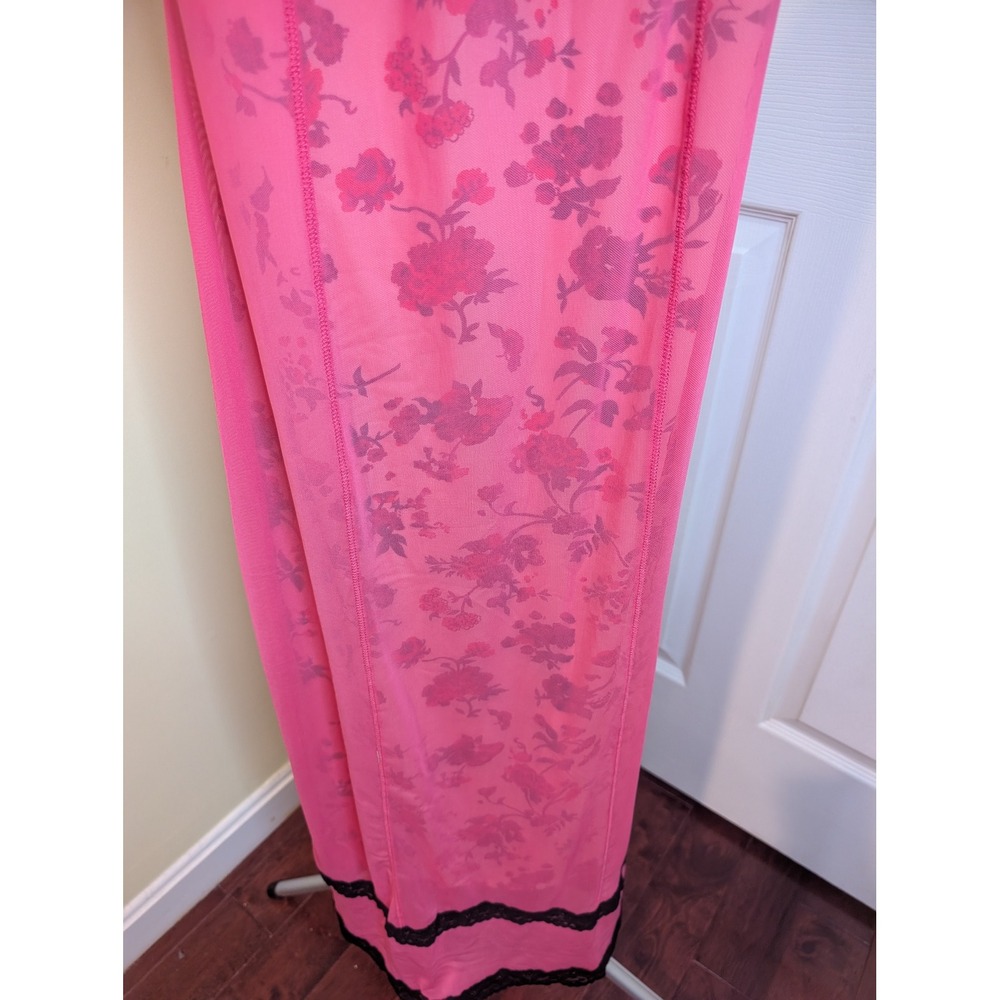 Urban Outfitters Olivia Mesh & Lace Slip Dress Womens M Pink Floral Maxi Empire - Picture 4 of 7